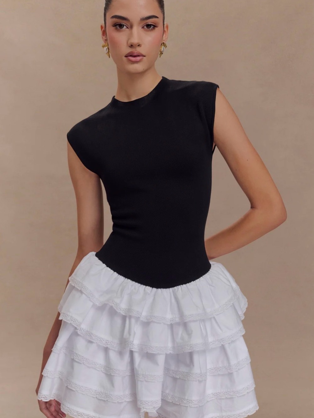 Maeve Contrast Ruffle Dress Meshki